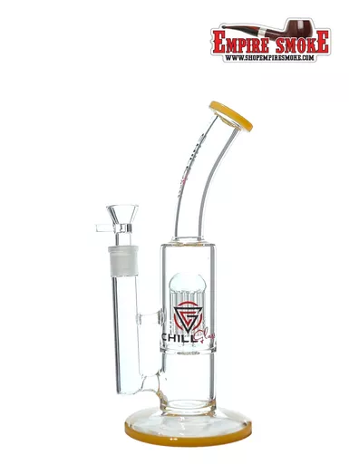 11.8" Chill Glass Bent Neck Tree Perc Water Pipe (Yellow)