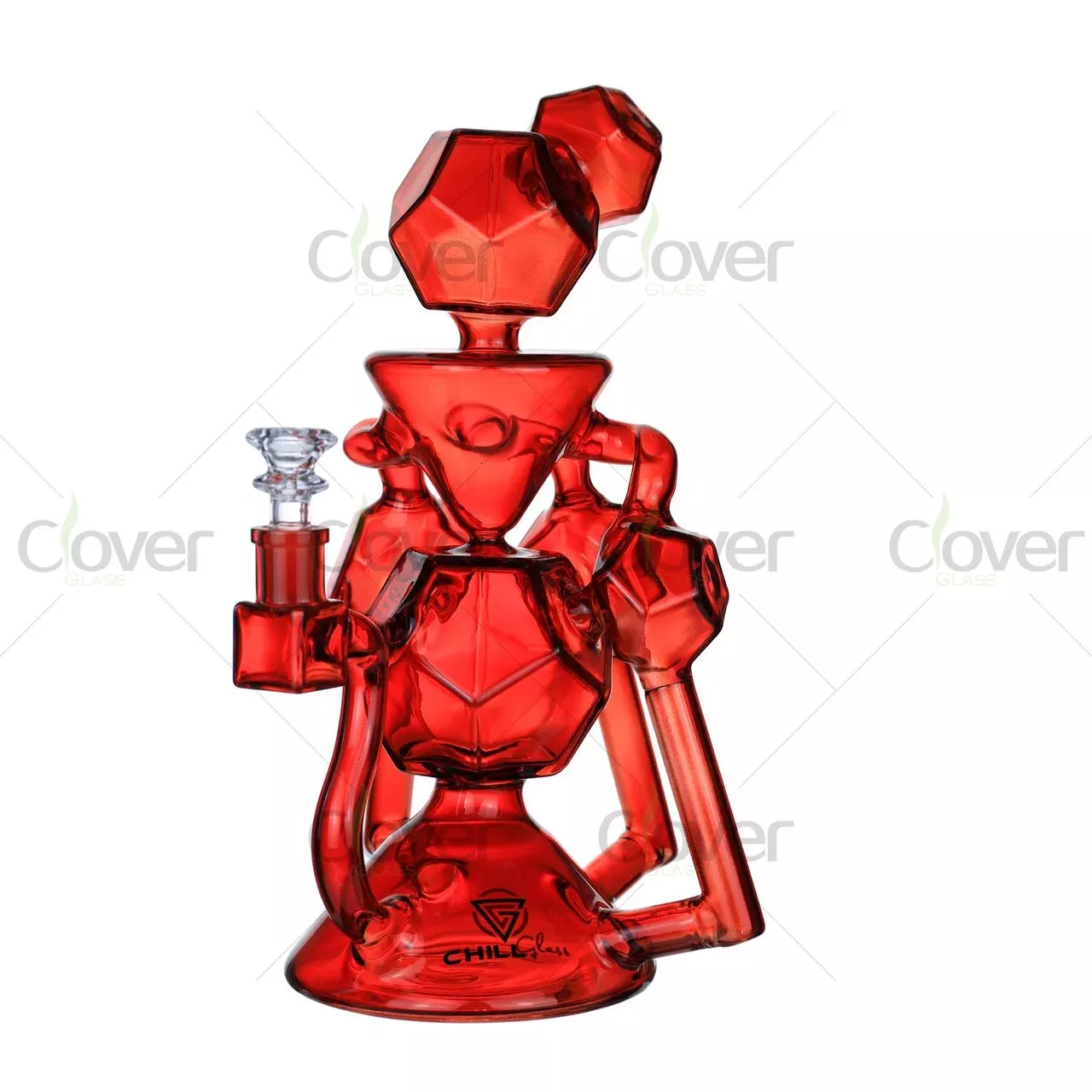 11.81″ Geometric Recycler Bong with Diamond Perc – 5mm Thick Colored Glass Water Pipe