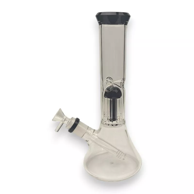 11″ Attached Tree Perc Beaker Glass Water Pipe w/Diffused Downstem