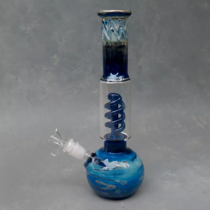 11″ Diffused Downstem to Twisted Coil Accented Vase Glass Water Pipe w/Ice Catch