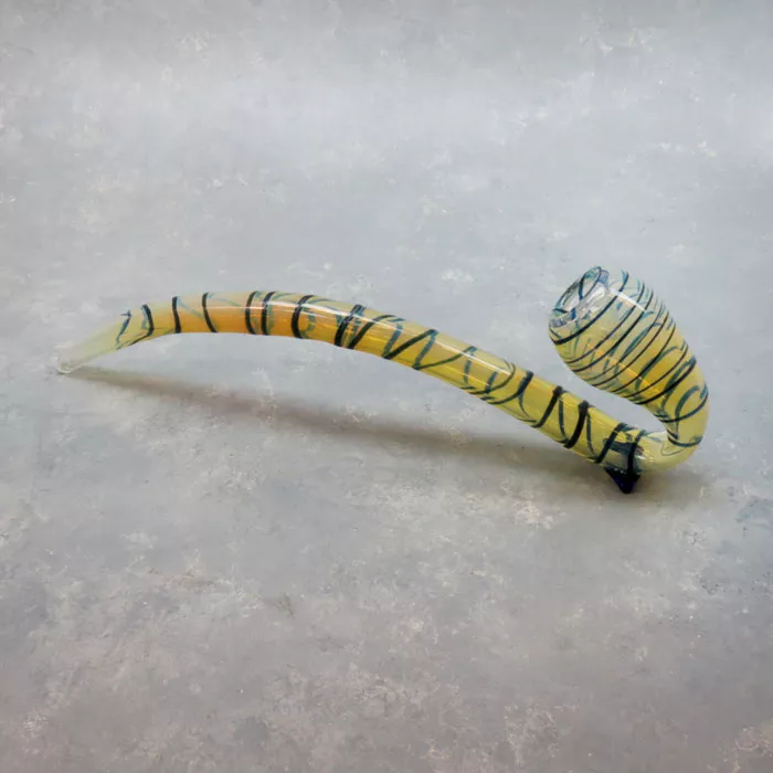 11″ Fumed Striped Inside Out Wizard Sherlock Glass Hand Pipes w/Carb & Feet