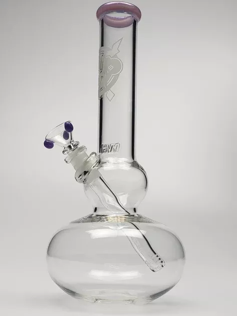 11" Hvy clear mini beaker with pink slime mouthpiece