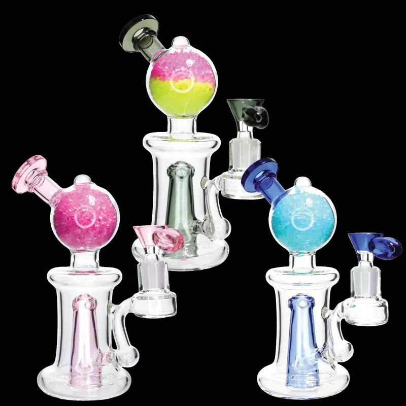 11 in Glow-in-the-Dark Crystal Globe Glass Water Pipe – Assorted Colors