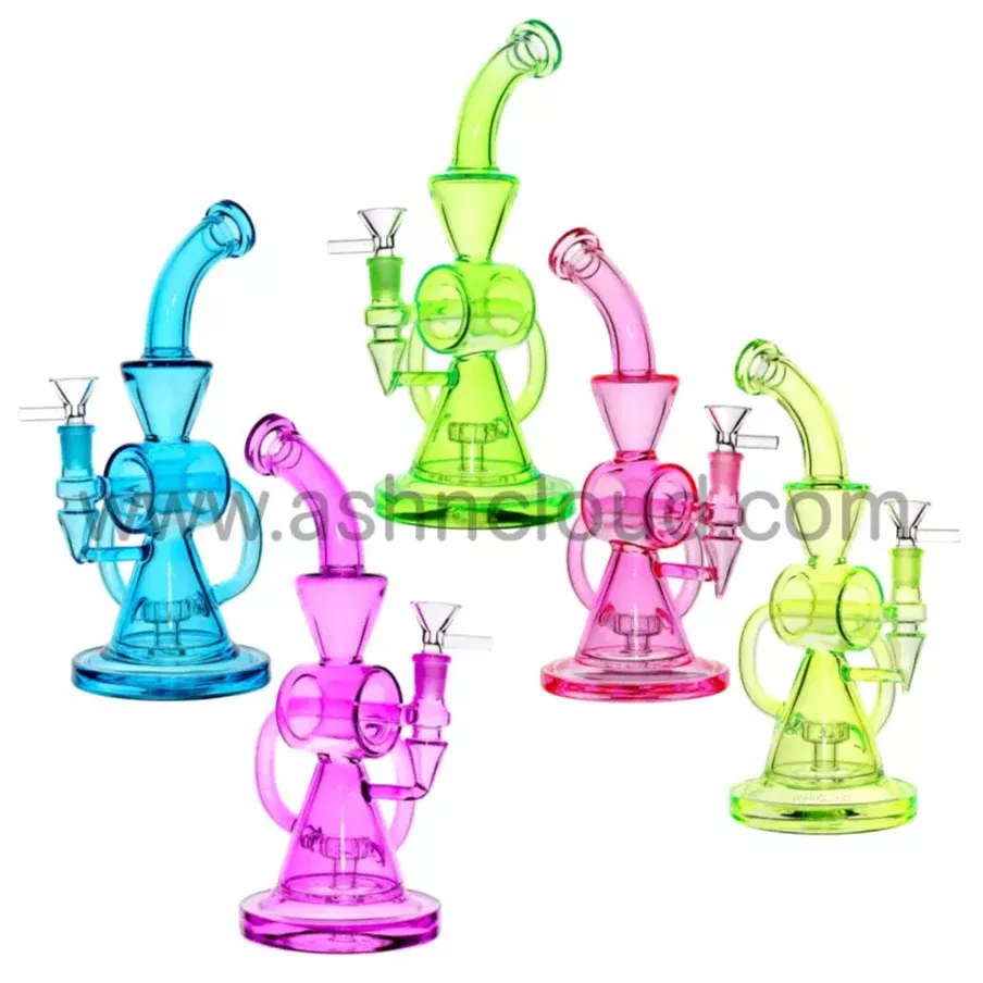 11 in - Multicolor Neon Glass Recycler
