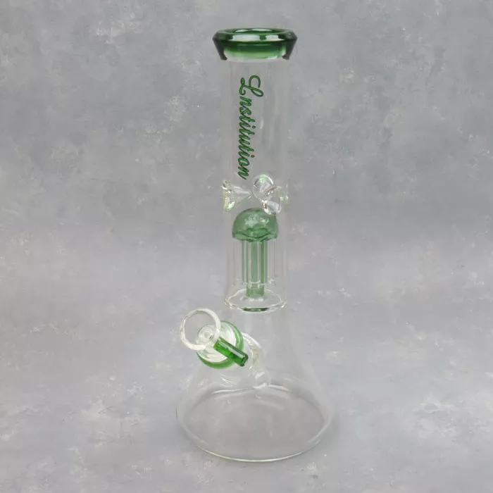 11″ ‘Institution’ Beaker Style Tree Perc Glass Water Pipe w/Ice Catch & Diffused Downstem