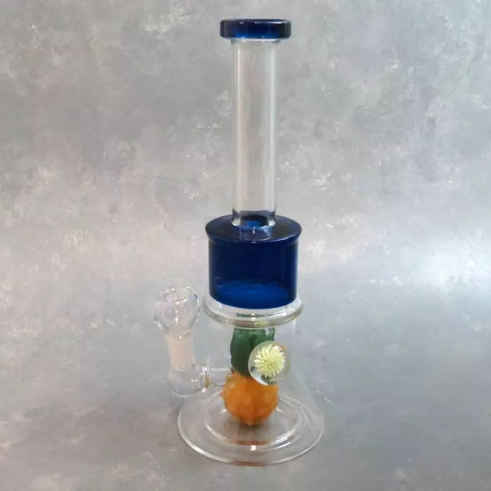 11″ Pineapple Perc Glass Water Pipe w/Implosion Flower and Narrow Mouthpiece