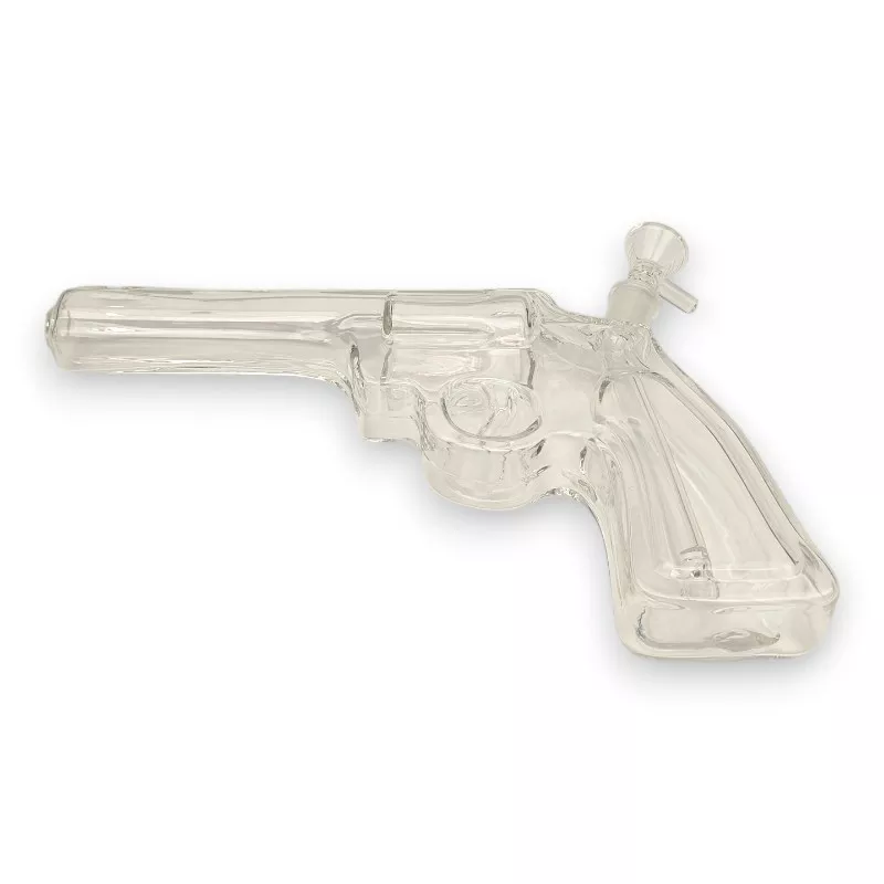 11″ Pistol Clear Glass Water Pipe/Bubbler