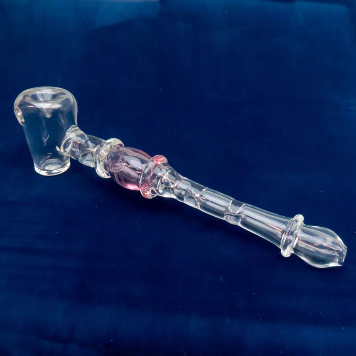 11″ Rings & Reduction Chambers Clear Hammer Style Glass Hand Pipe w/Color Accent