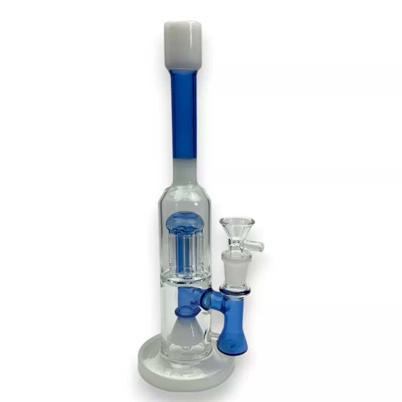 11″ Showerhead to Tree Perc Glass Water Pipe w/Colored Neck