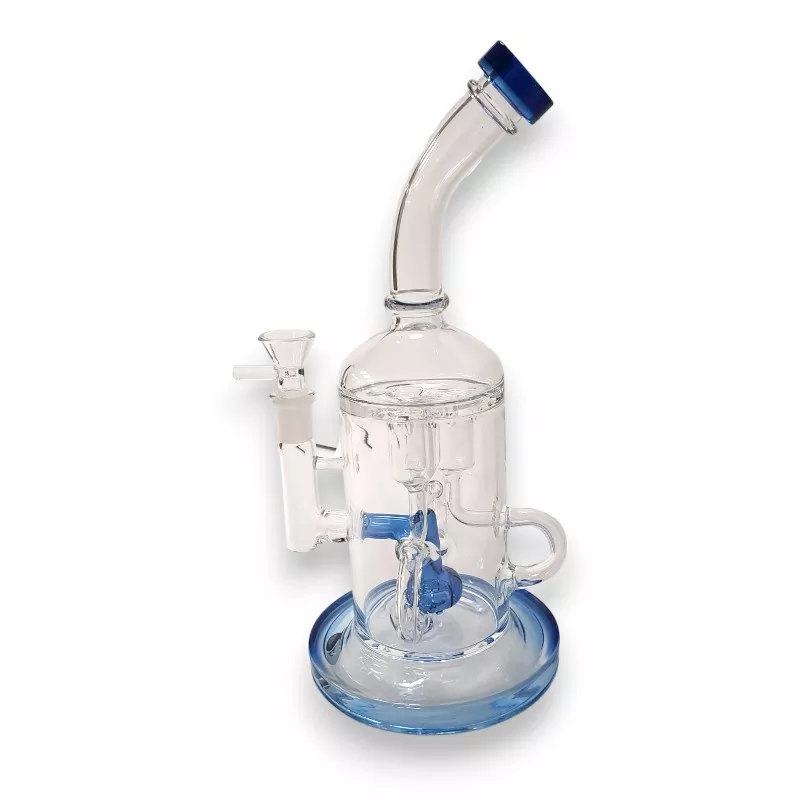 11″ Triple Feed Recycler Glass Water Pipe w/Puck Perc