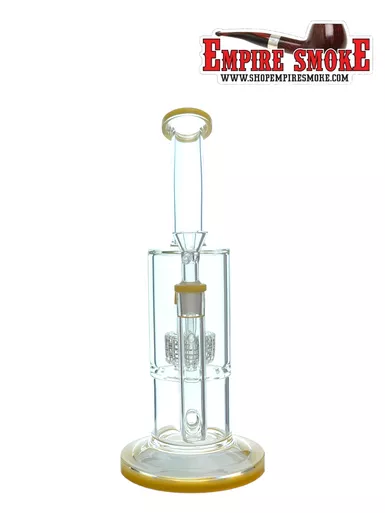 11" UFO Showerhead Perc Dab Rig with Jade Yellow Accent