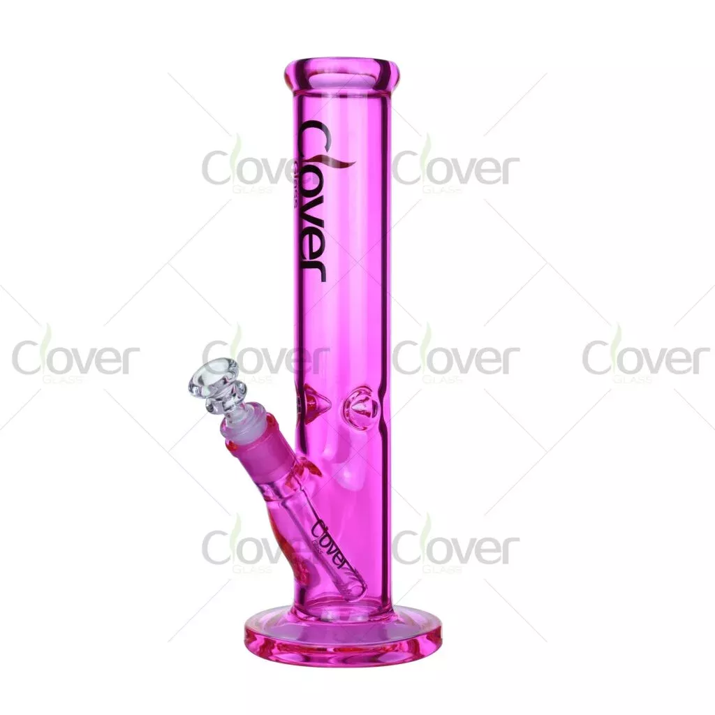 12.2″ Full-Color Straight Tube Bong with 14mm Joint – 5mm Thick Glass – Clover Glass