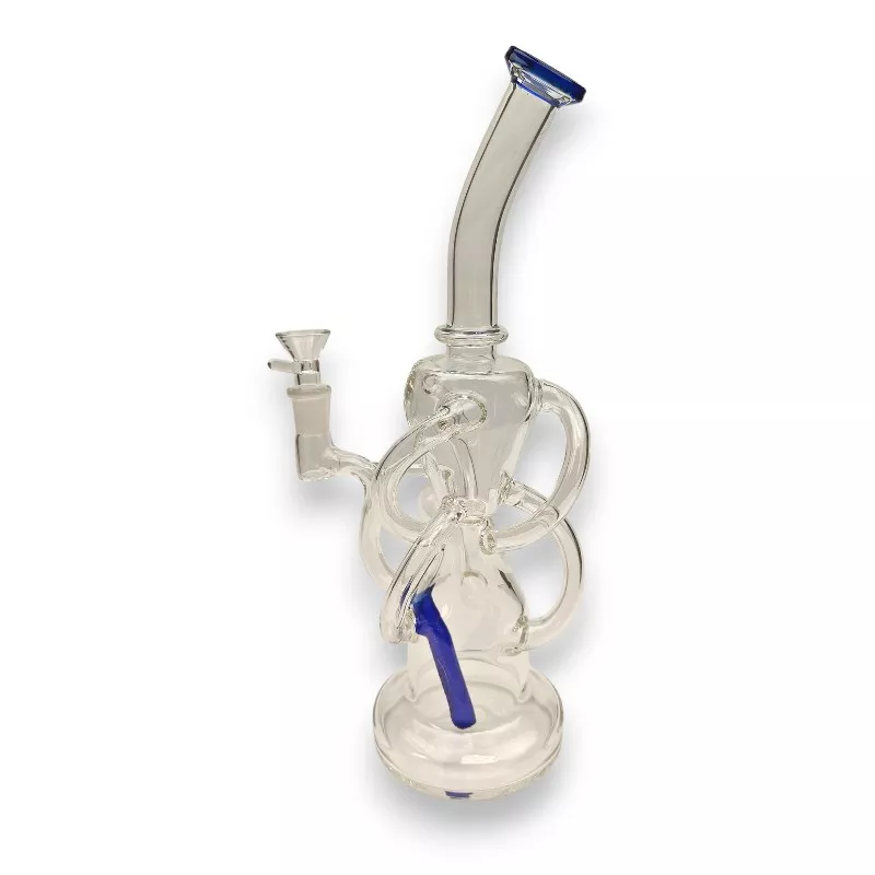 12.5″ Wavy Multi Recycler Glass Water Pipe w/Bent Mouthpiece