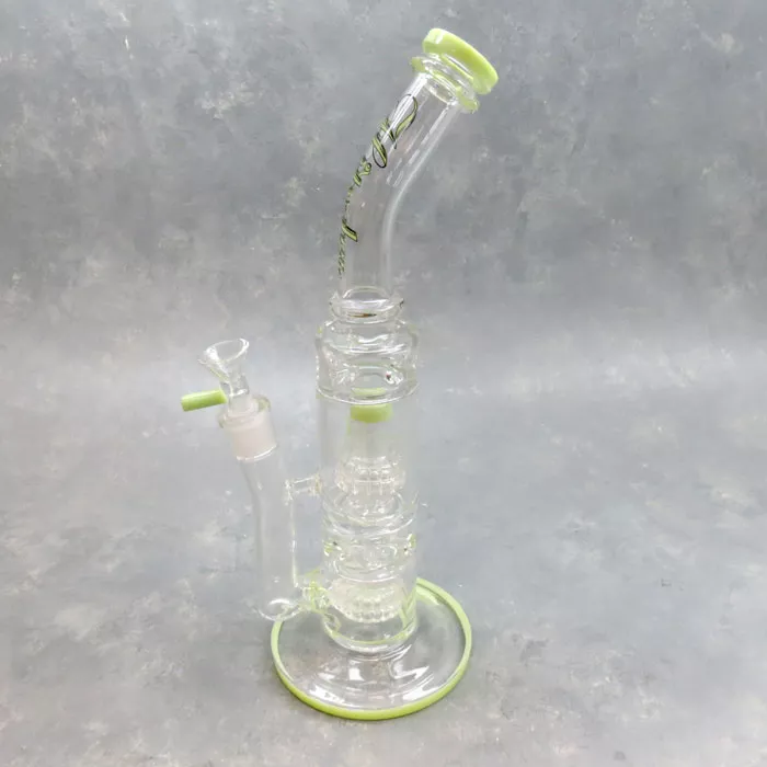 12.75″ Matrix to UFO Matrix Perc Hipster Glass Water Pipe w/Ice Pinches & Bent Ringed Mouthpiece