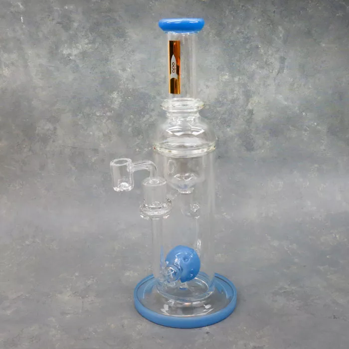 12″ Ball Perc to Swiss Recycler Rig Style APO Glass Water Pipe w/Ring & Narrow Mouthpiece