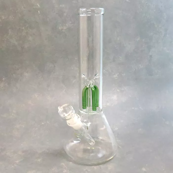 12″ Beaker-Style Glass Water Pipe w/Tree Perc, Ice Catch, Diffused Downstem