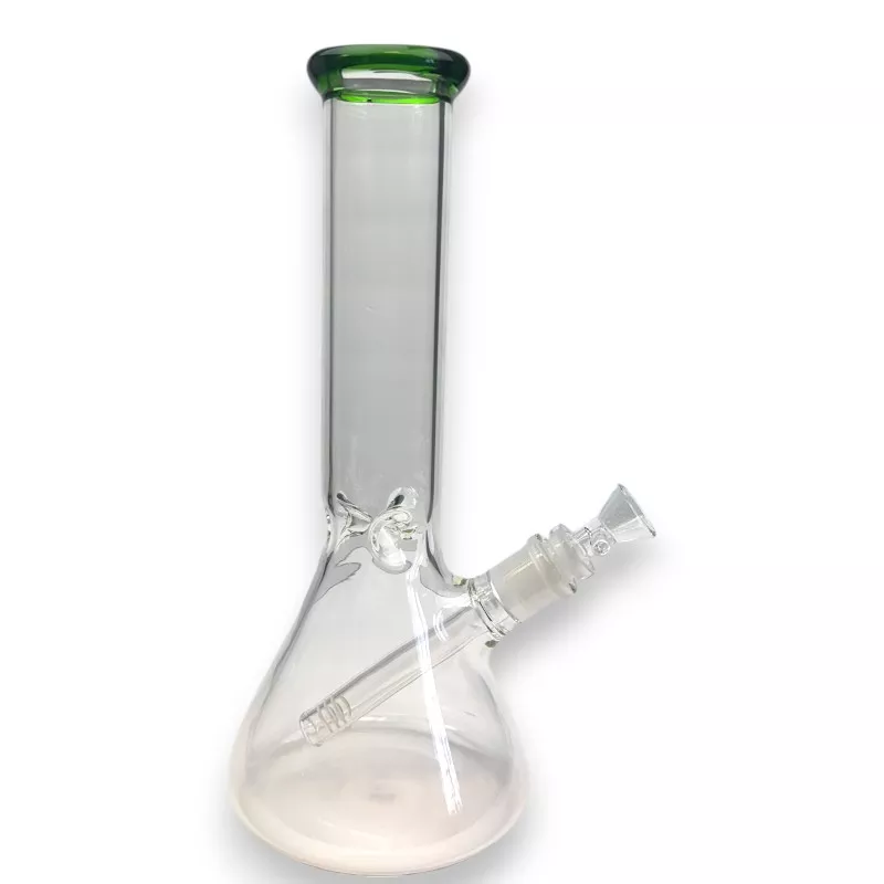12″ Clear Beaker Glass Water Pipe w/Diffused Downstem & Colored Mouthpiece