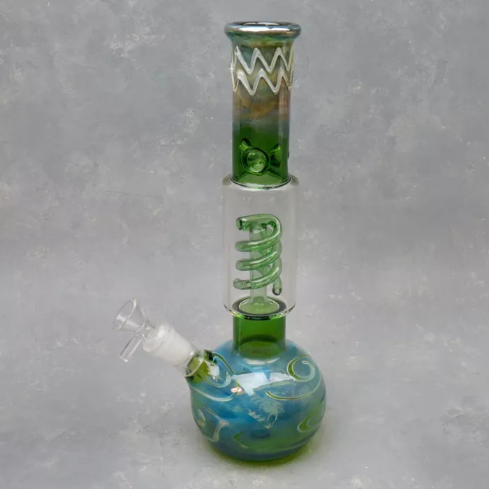 12″ Diffused Downstem to Coil Perc Swirly Glass Water Pipe
