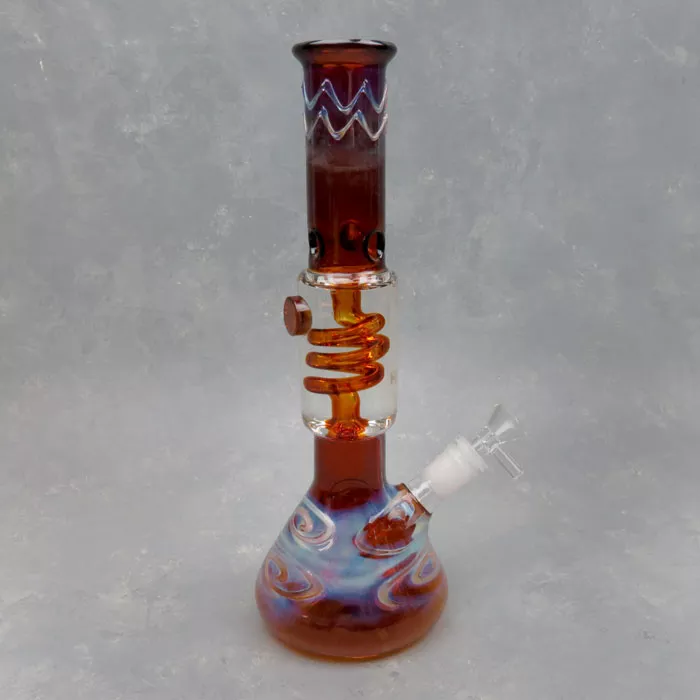 12″ Diffused Downstem to Glycerin Coil Accented Hipster Glass Water Pipe w/Ice Catch