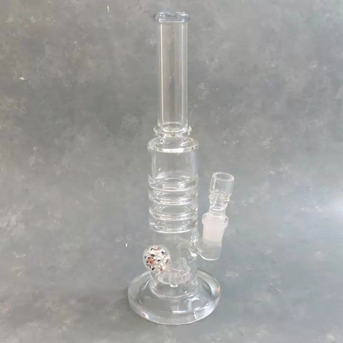 12″ Heavy Clear Glass Water Pipe w/Puck Perc and Implosion Flower