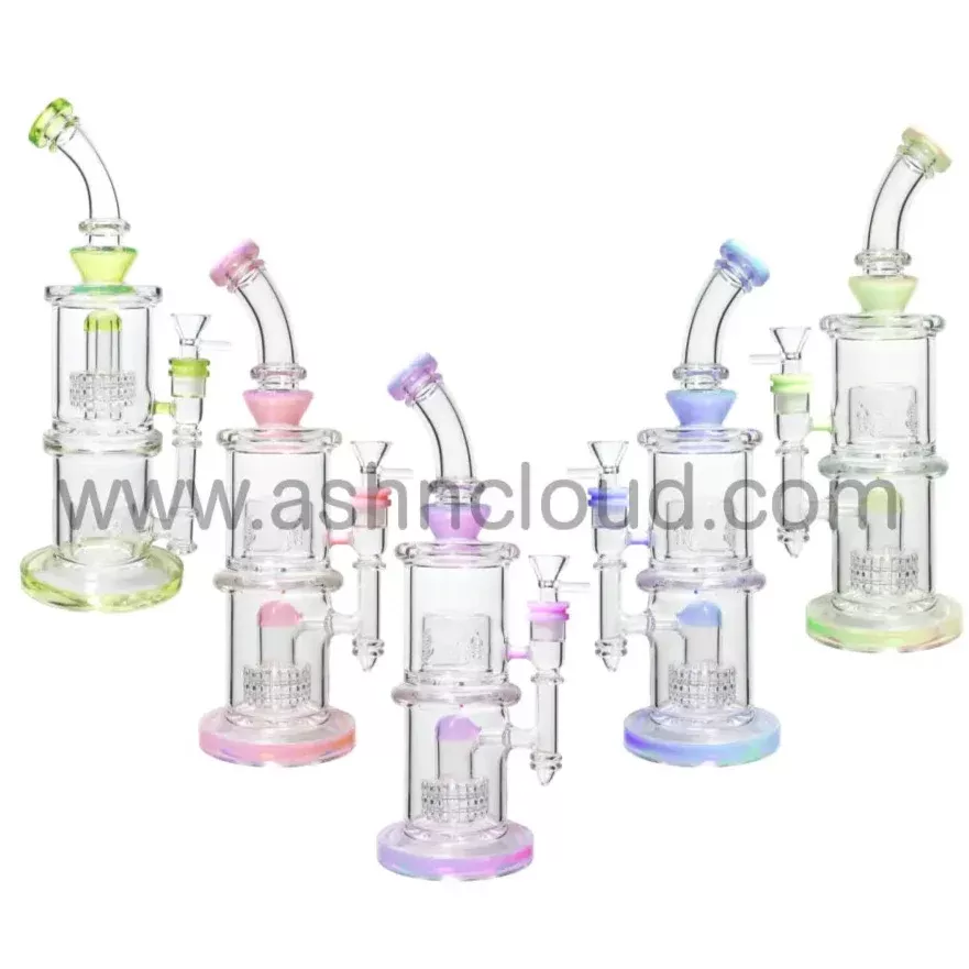 12 in - Clear Glass One-Tone Slime Colors Perc Bong