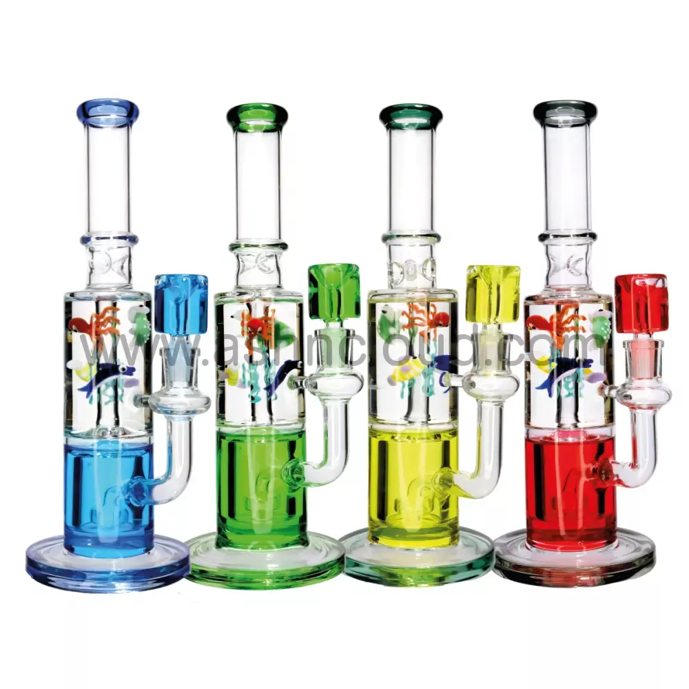 12 in - Fish Glycerin Fancy Glass Bong