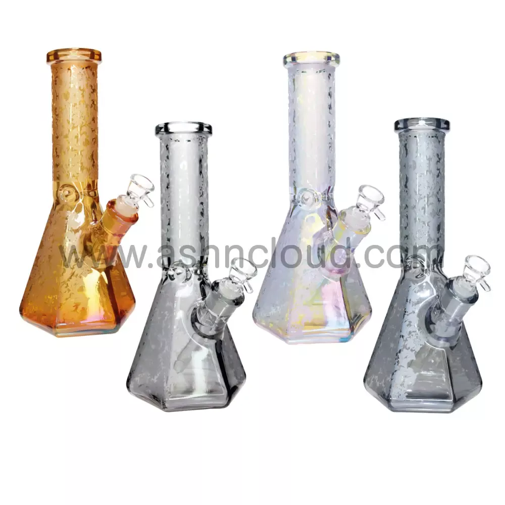 12 in - Frozen Beaker Metallic Shine Glass Bong