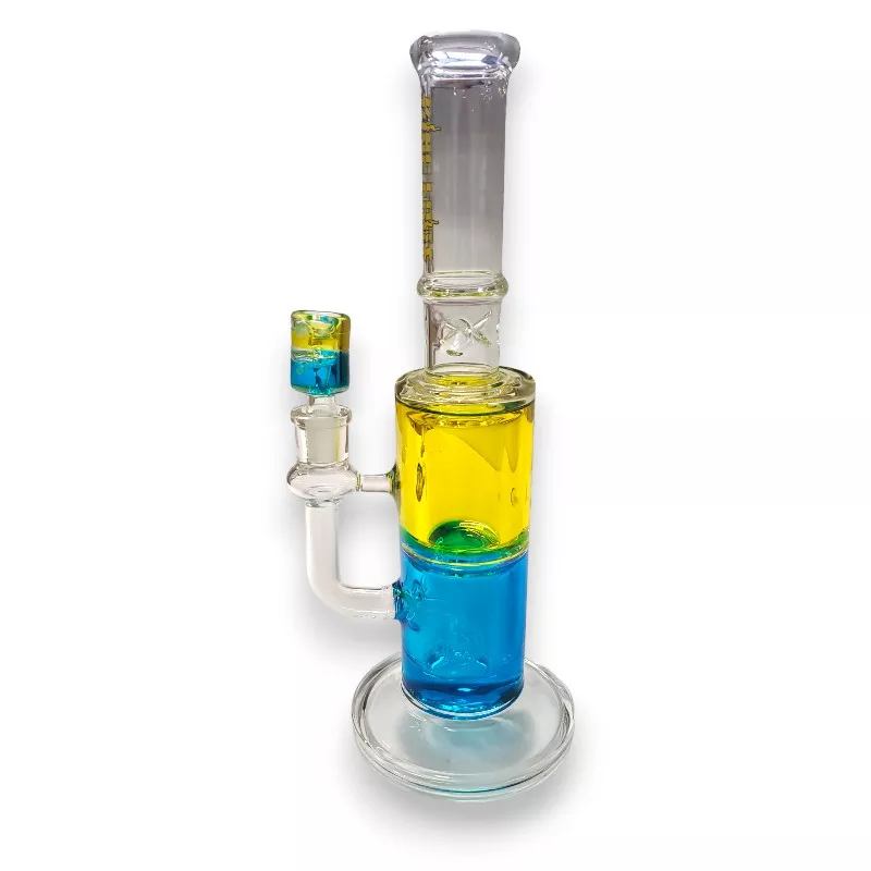 12″ King Fruit Two-Tone Glycerin Freeze Glass Water Pipe w/Showerhead Perc & Ice Pinch