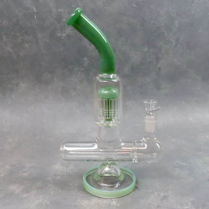 12″ Long Inline Perc to Tree Perc Glass Water Pipe w/Base