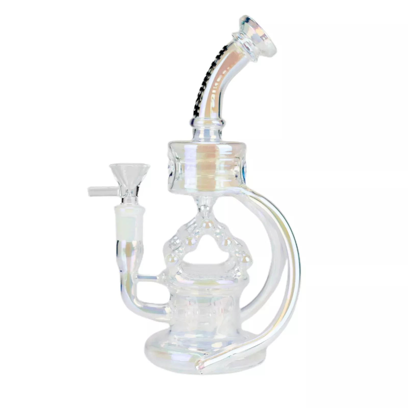 12" Recycler Iridescent Glass Water Bong