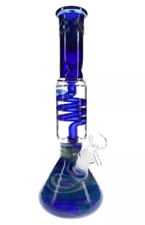 12" Silver Fumed GoG Beaker Water Pipe with Coil Perc
