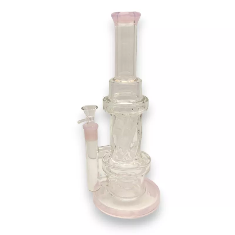 12″ Twisted Flute Mid Bottom Slit Puck Perc Glass Water Pipe Rig