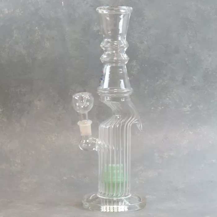 12″ Zong Style Clear Fluted Borosilicate Glass Water Pipe w/Puck Perc