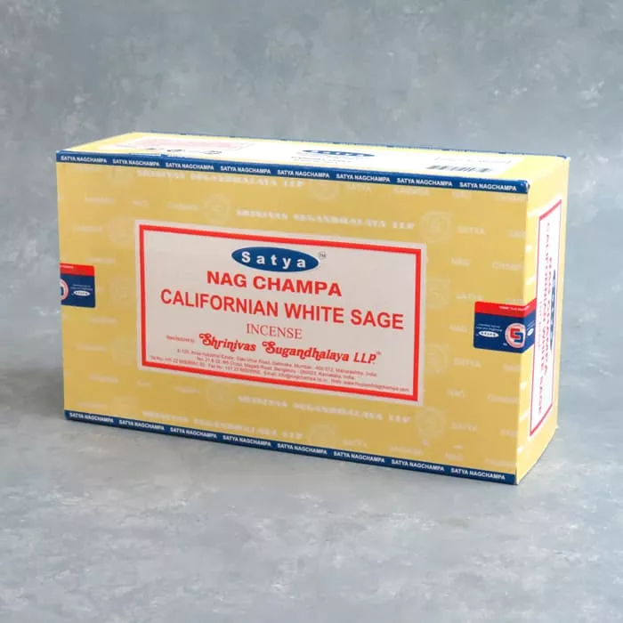 12pk Satya Nag Champa Californian White Sage Incense Sticks (15g packs)