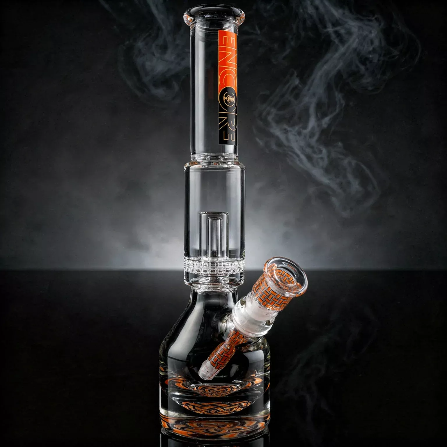 13.5" Encore Collection Unbreakable Perc Basket Weave Henny Pounder Bong