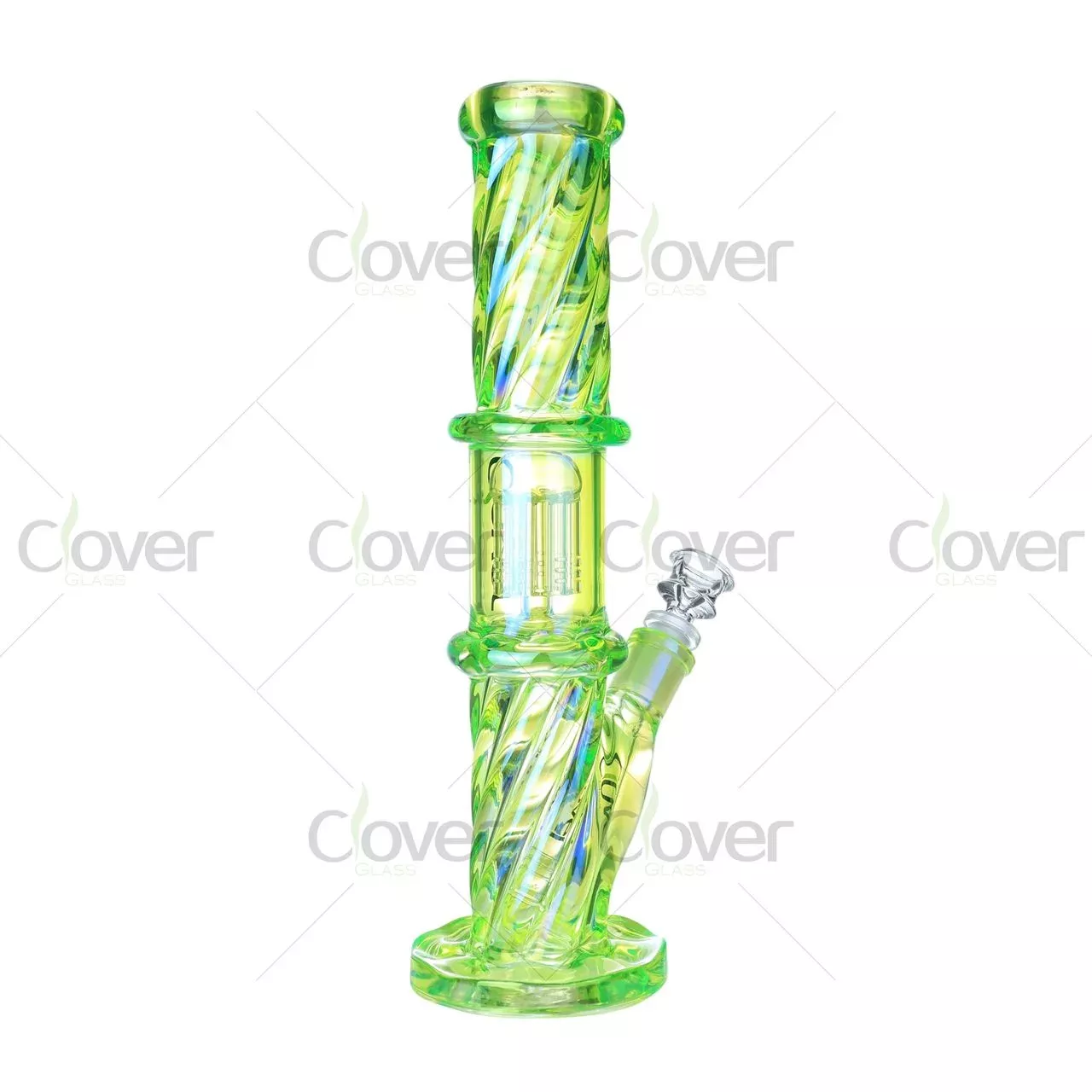 13.77″ Spiral Twist Double Chamber Beaker Bong – 7mm Heavy Glass Ice Catcher Water Pipe