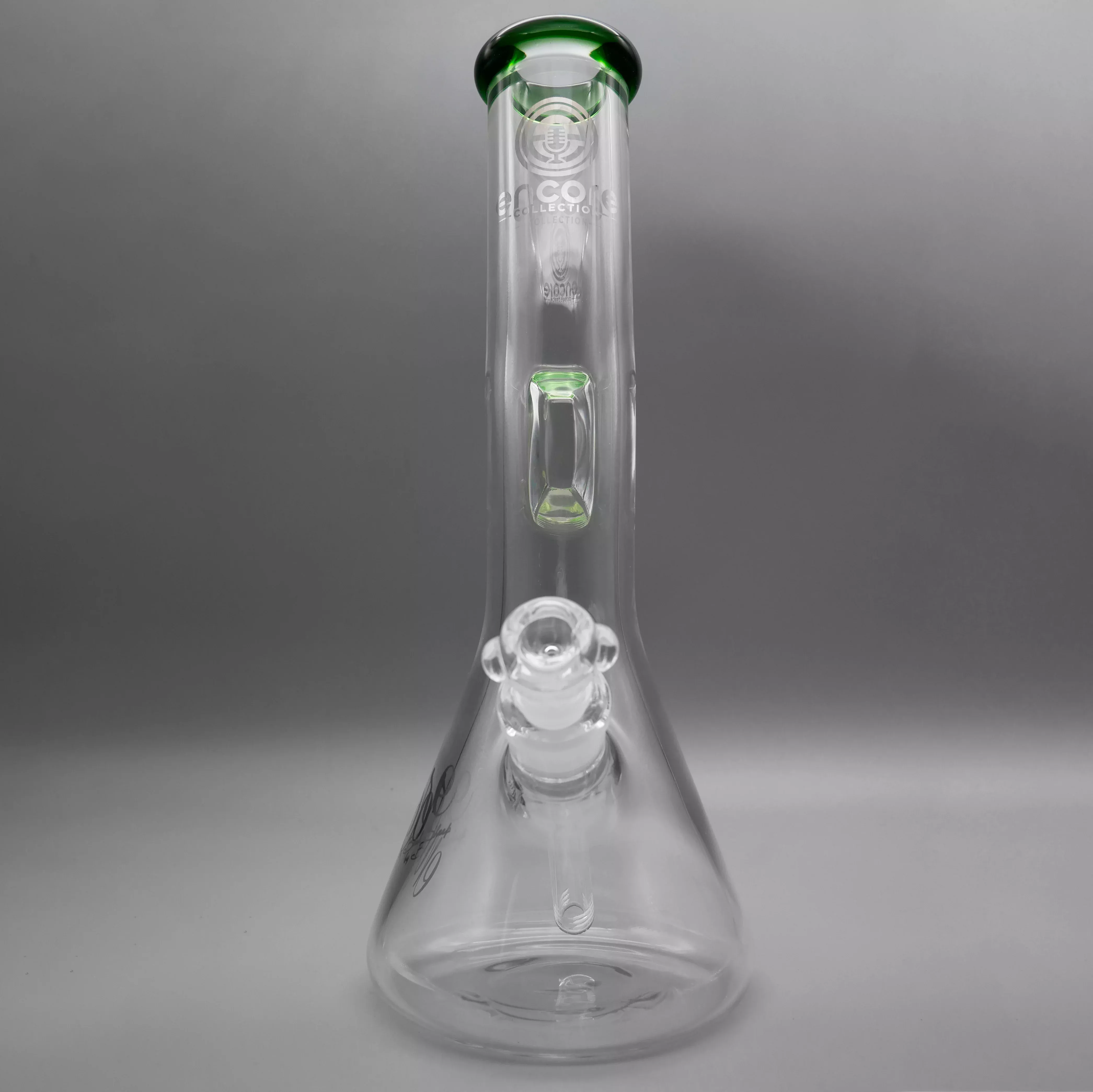 13" Encore Collection 50x7mm Green Bent Neck Beaker Bong w/ Ice Notch Push