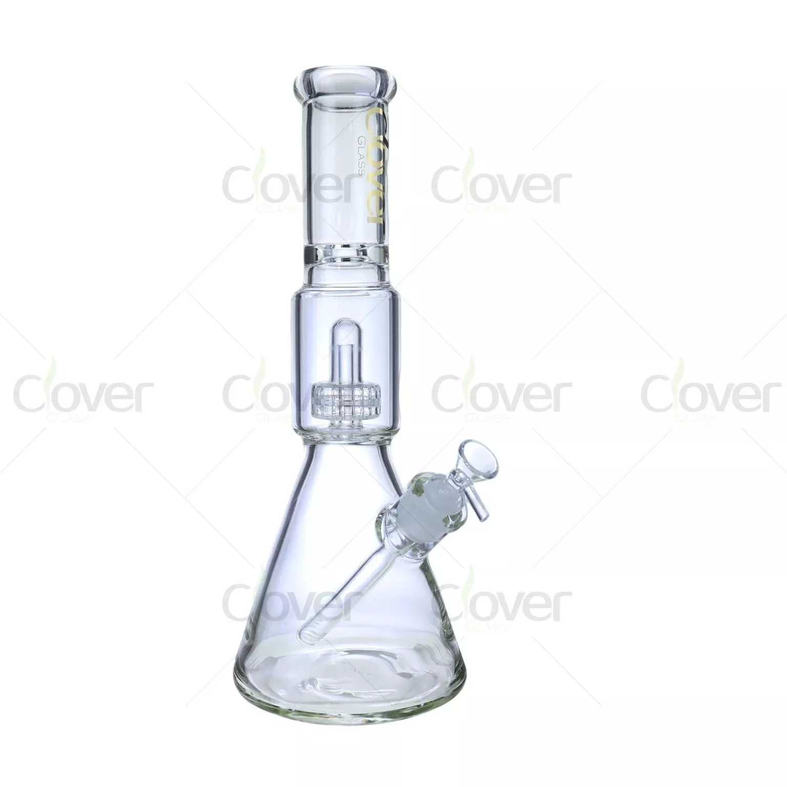 14.37″ 5mm Clear Beaker Glass Bong with Dual Perc | Wholesale Water Pipe