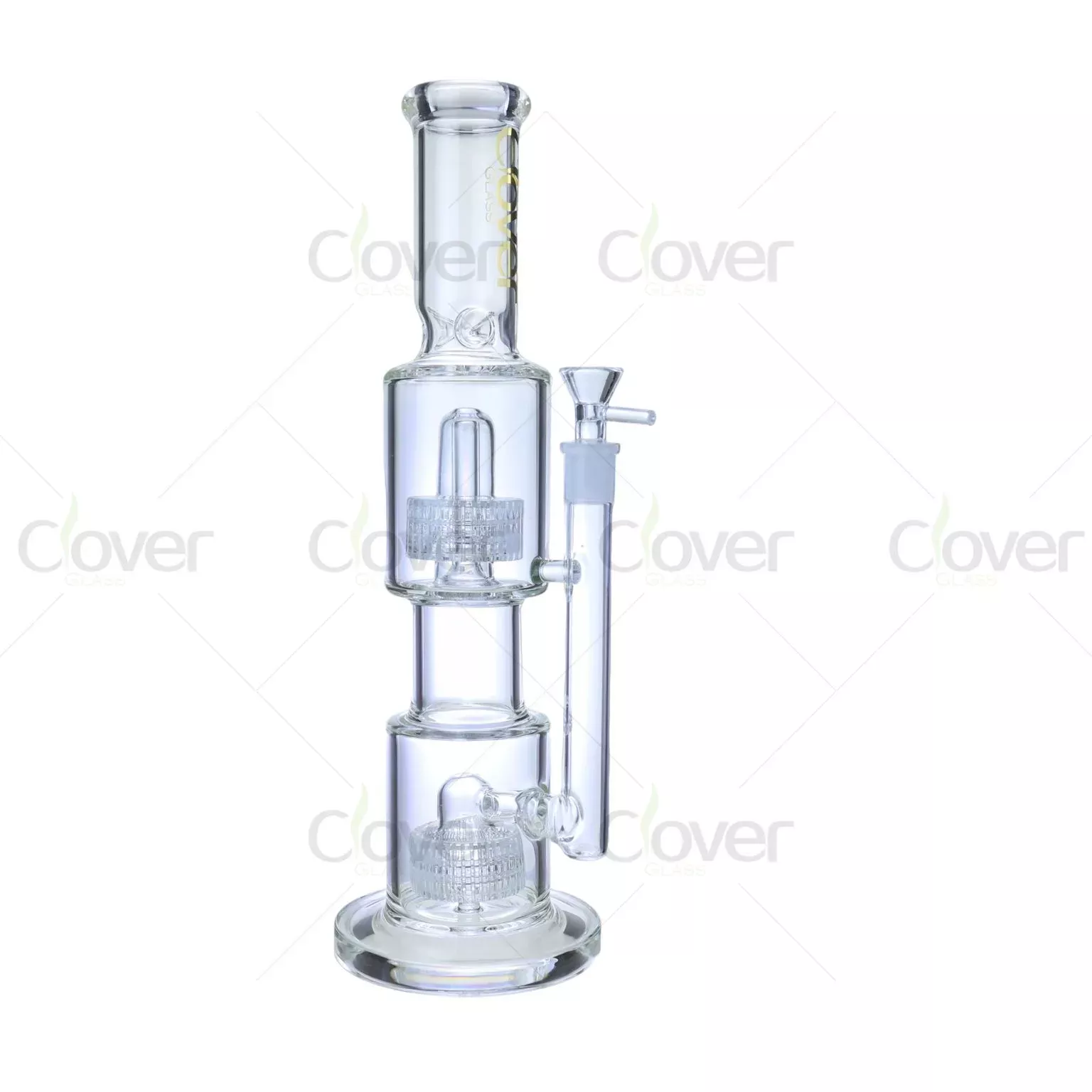 14.37″ 5mm Clear Double Matrix Perc Glass Water Pipe | Wholesale Dab Rig
