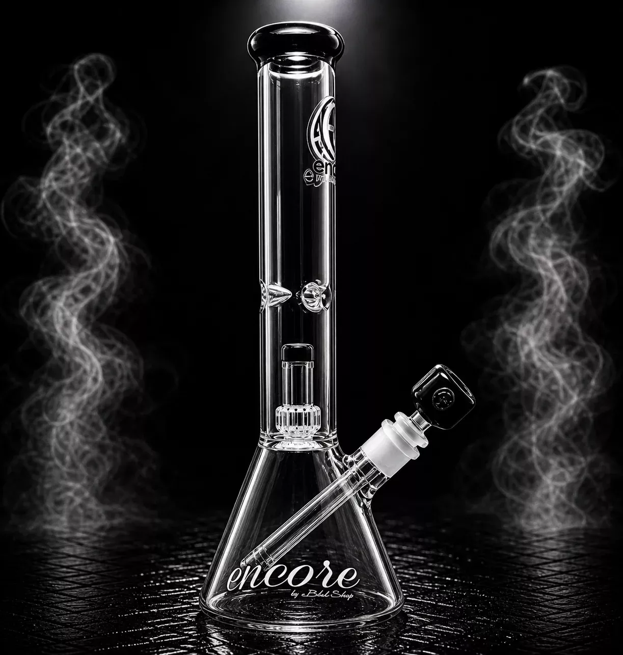 14" Encore Collection 44x4mm Beaker Bong w/ Showerhead Perc & Color Accents