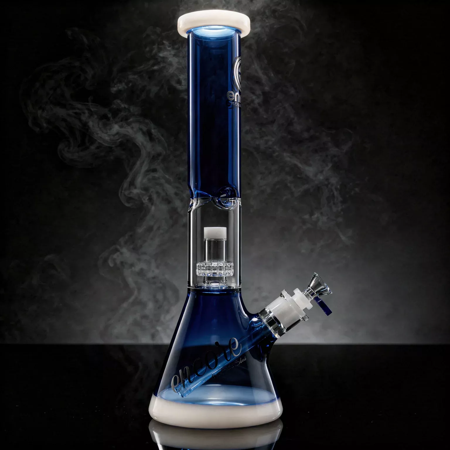 14'' Encore Collection Full Color Beaker Bong w/ Matrix and White Accents