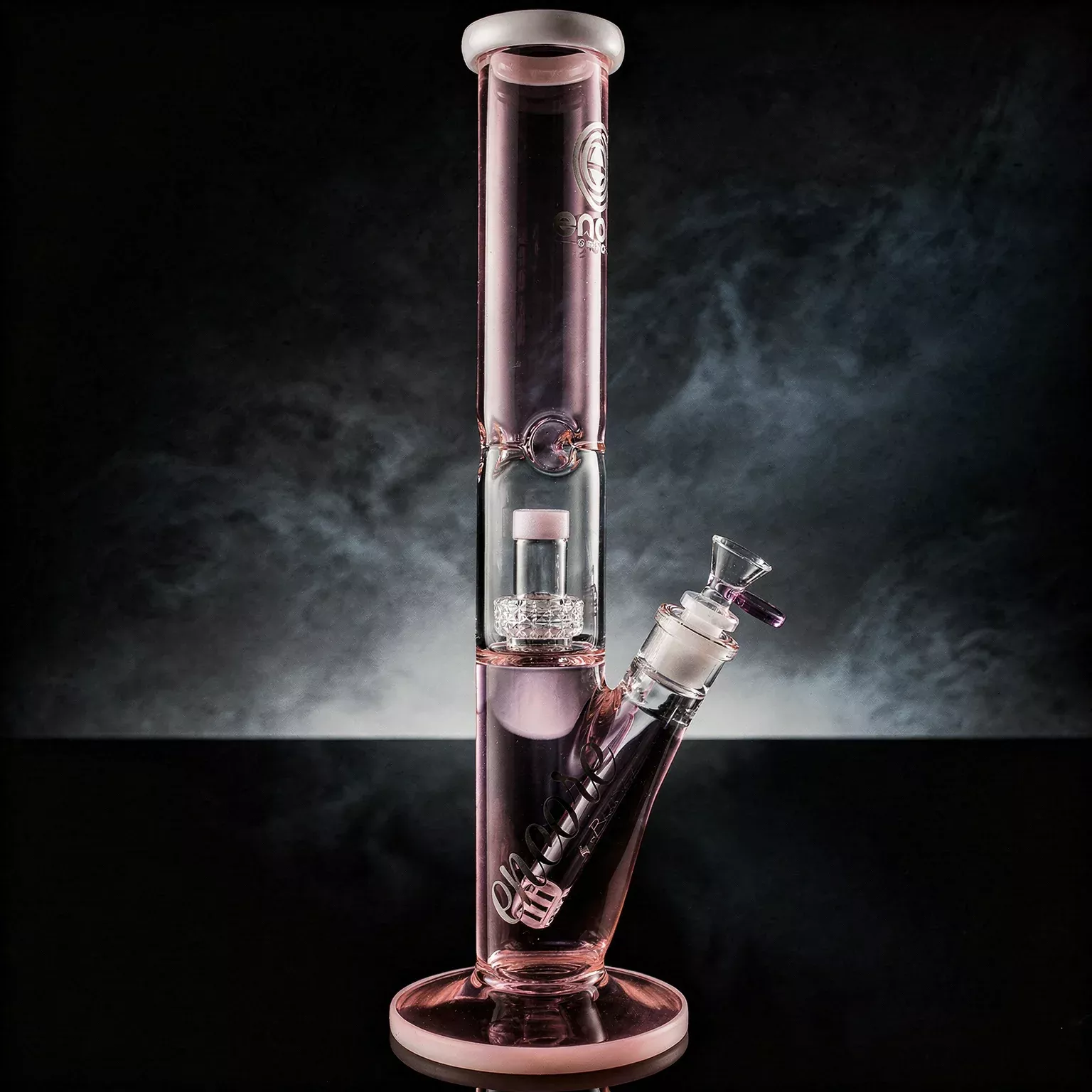 14'' Encore Collection Full Color Straight Tube Bong w/ Matrix and White Accents
