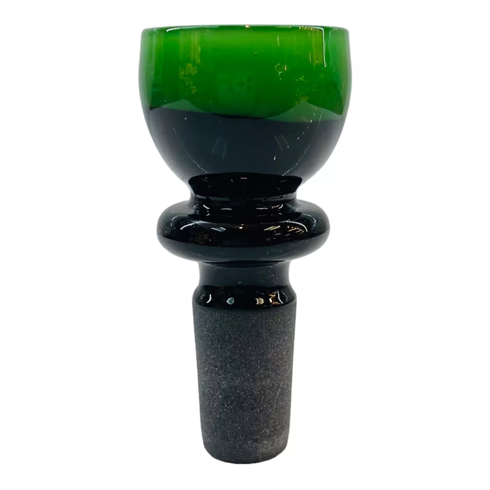 14mm Flower Bowl - Black Fitting With Color Rim Bong Bowl Piece - Green