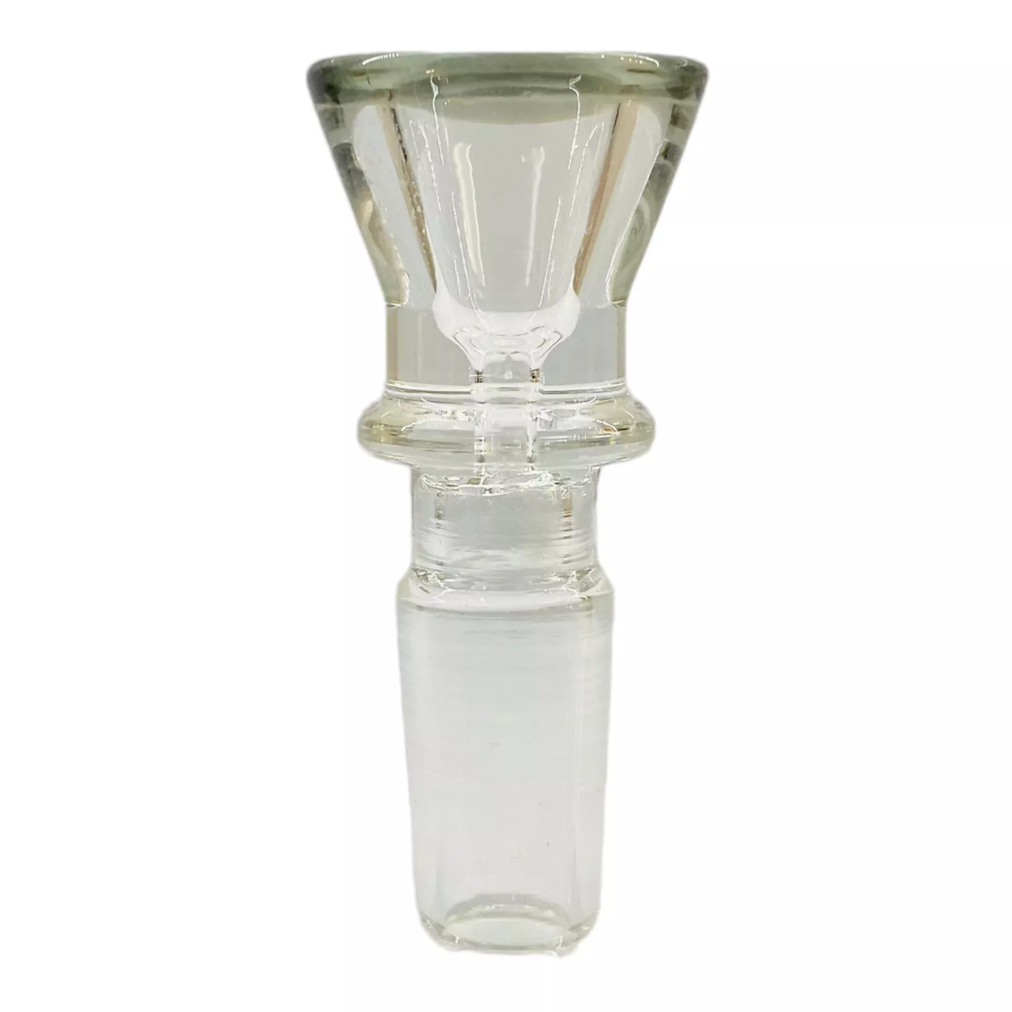 14mm Flower Bowl - Clear Martini Funnel Bong Bowl Piece With Color Lip - Shadow Black