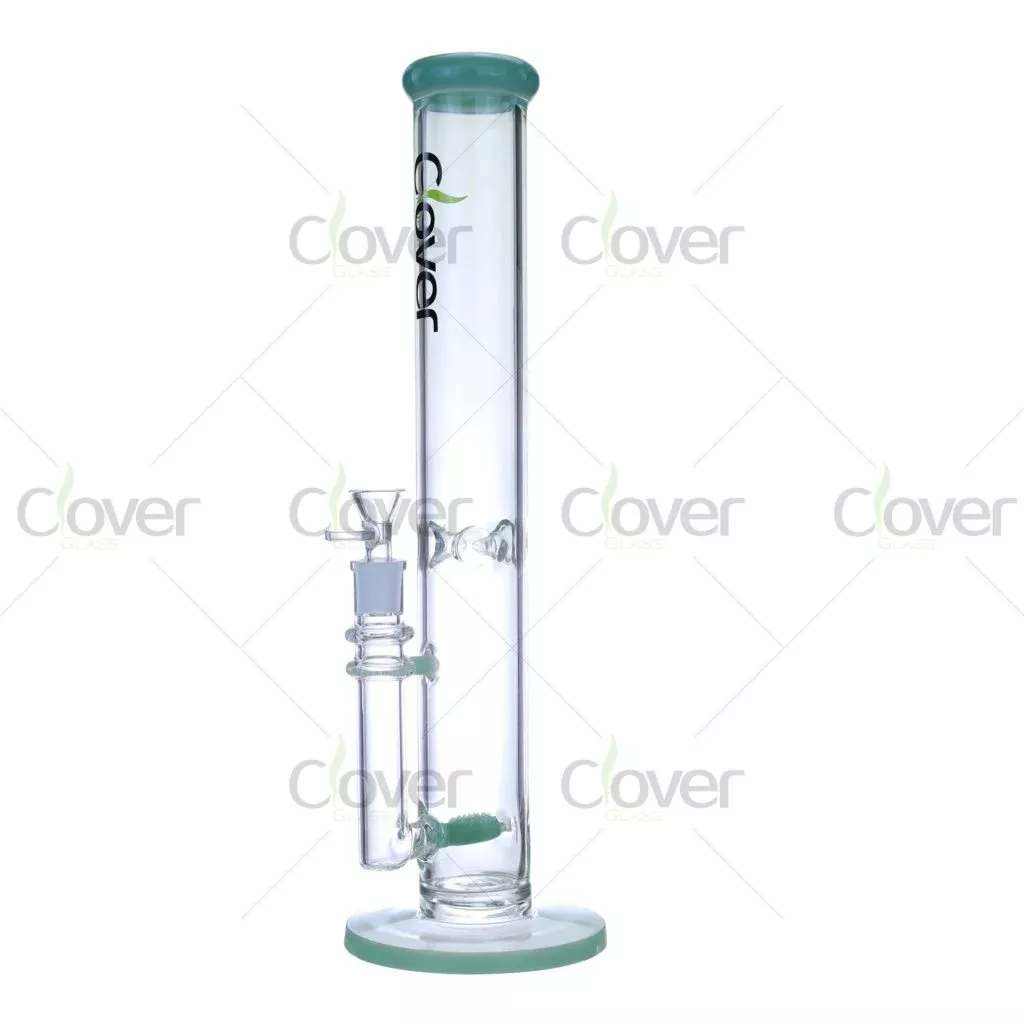 15.6″ Classic Straight Tube Glass Bong with Ice Pinch & 18mm Joint – 5mm Thick – Clover Glass