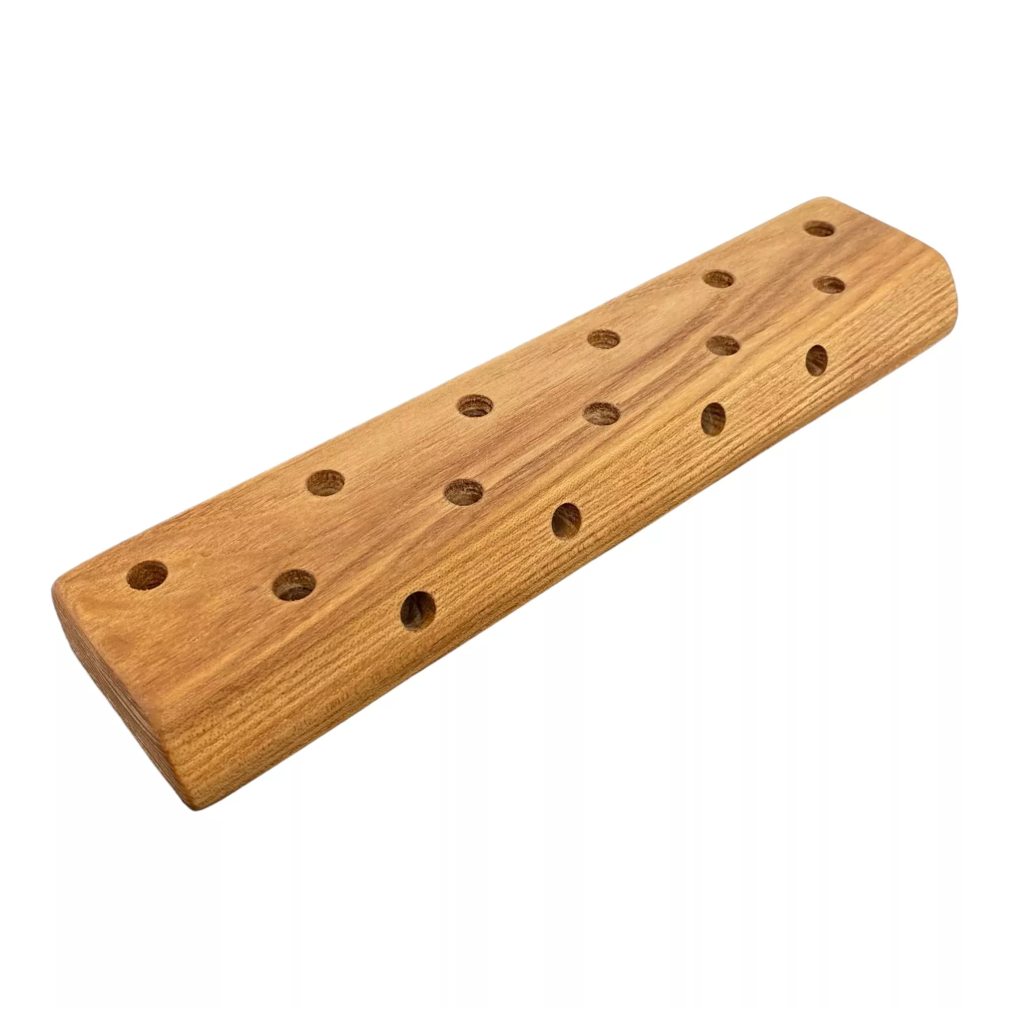 15 Hole Wood Display Stand Holder For 10mm Bong Bowl Pieces Or Quartz Bangers - Oak
