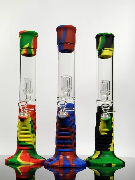 15" Silicone straight-tube with glass chamber