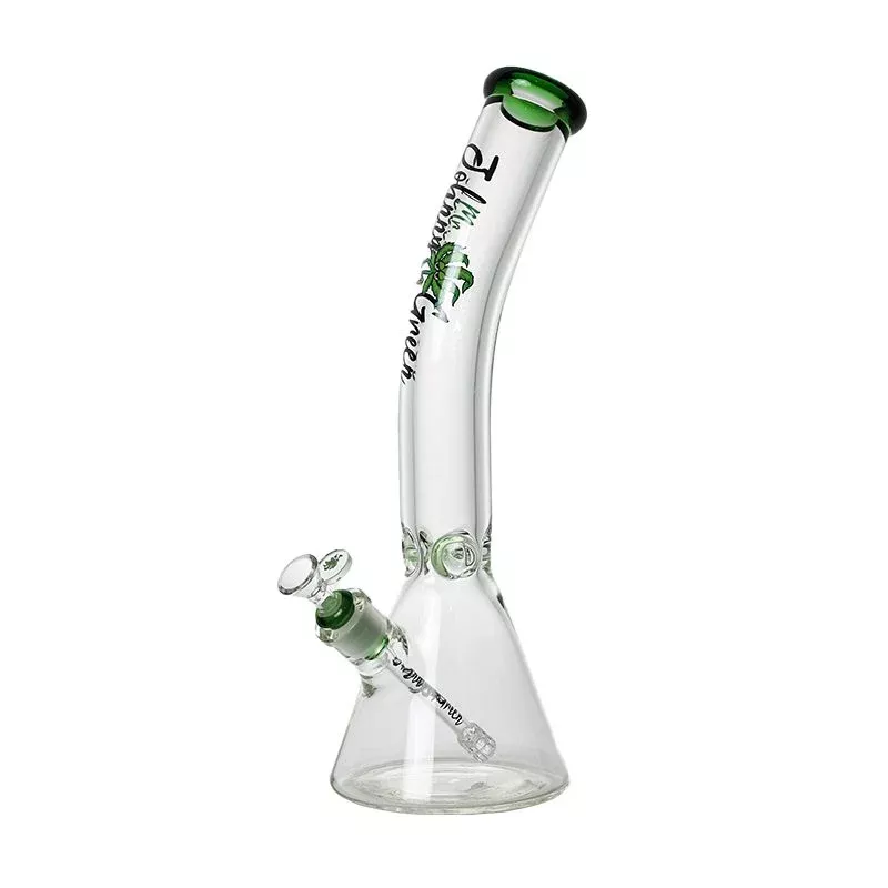 16" 9mm Beaker Bong Bent Neck with Grid Perc Slide