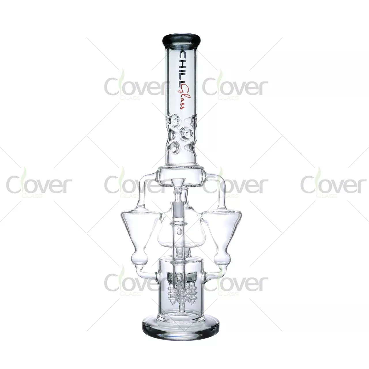 18.6″ Multi-Chamber Recycler Bong with Honeycomb Perc – 5mm Thick Glass Water Pipe