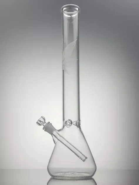 18'' White Cannabis Leaf Print Beaker